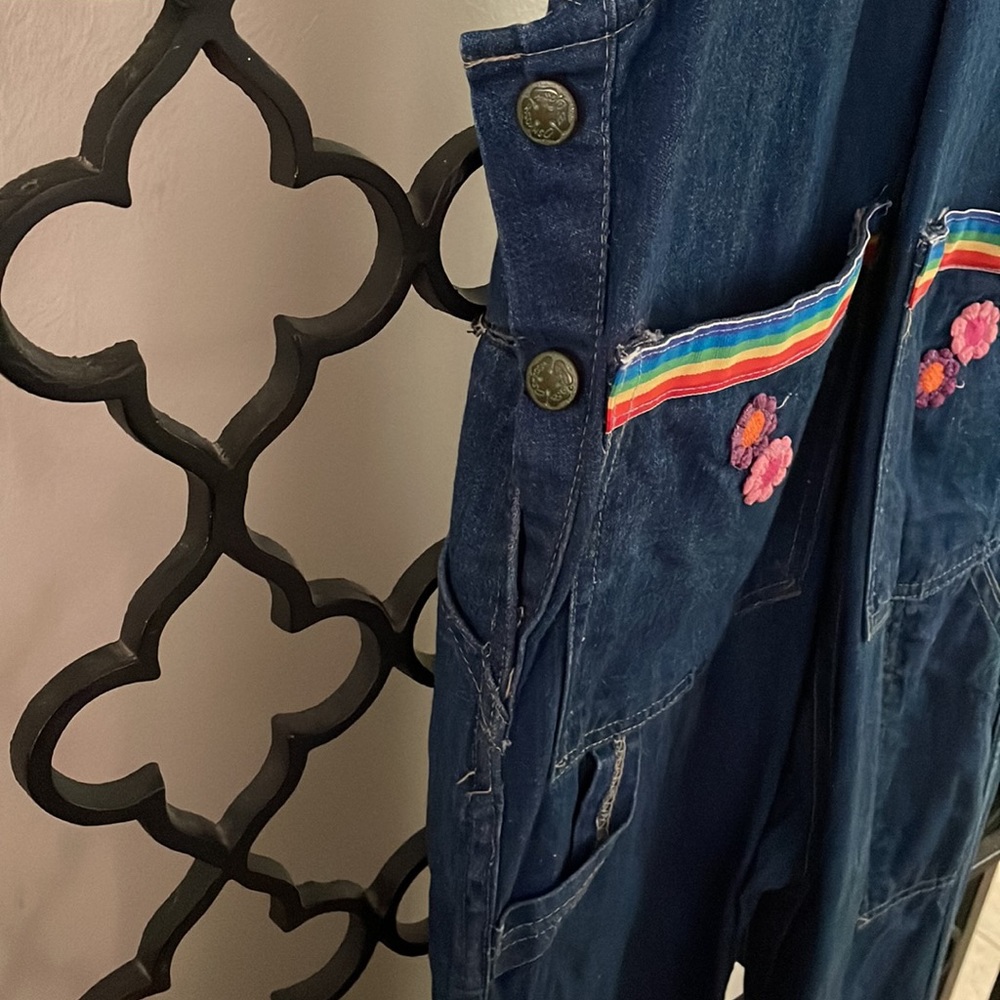 VTG 80s Embellished Women’s Denim Overalls with Appliqués - Picture 11 of 16